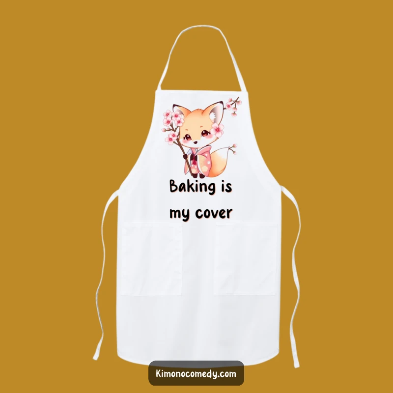 Funny Kawaii Fox Apron: Elegant Kimono Kitchen, Perfect Chef Gift!