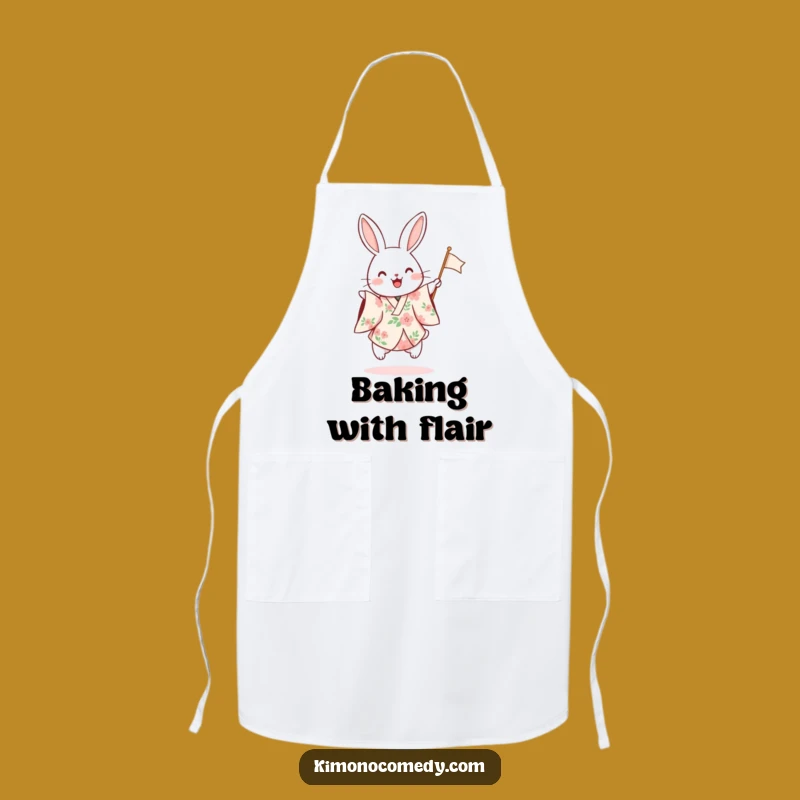Funny Rabbit Floral Kimono Apron: Cook with Joy and Festive Flair