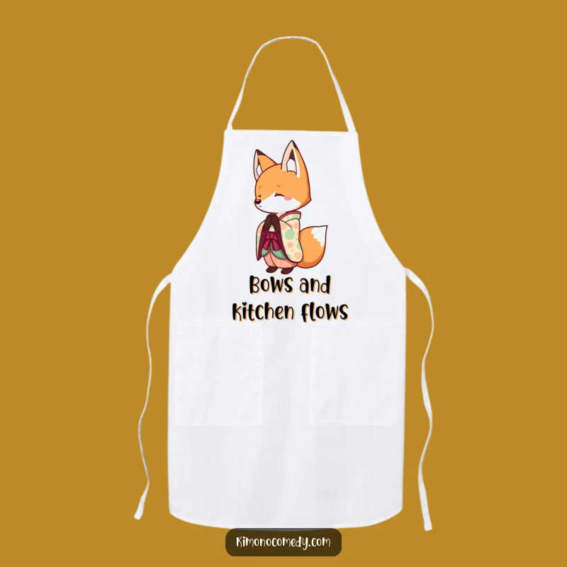Funny Kawaii Fox Kimono Apron: Cooking & Cleaning Humorous Gift