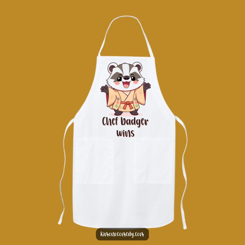 Funny Kawaii Badger Apron: Triumphant Chef for Kitchen Victories
