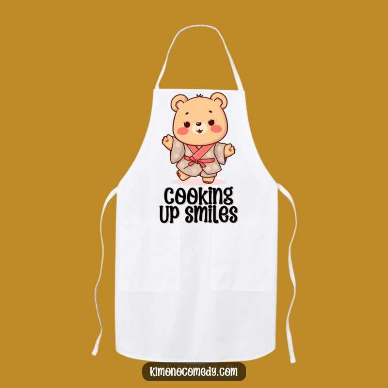 Funny Kawaii Bear Apron: Happy Kimono Kitchen, Perfect Chef Gift!