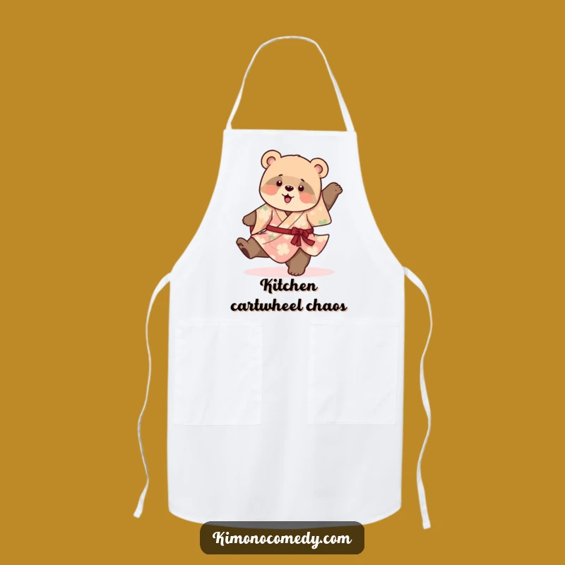 Funny Bear Cub Kimono Apron: Playful Kitchen Wear, Perfect Gift for Chefs