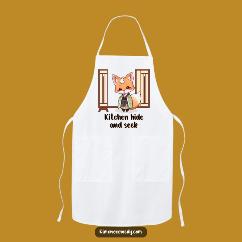 Funny Fox Kimono Screen Apron: Cook with Mystery and Elegant Humor