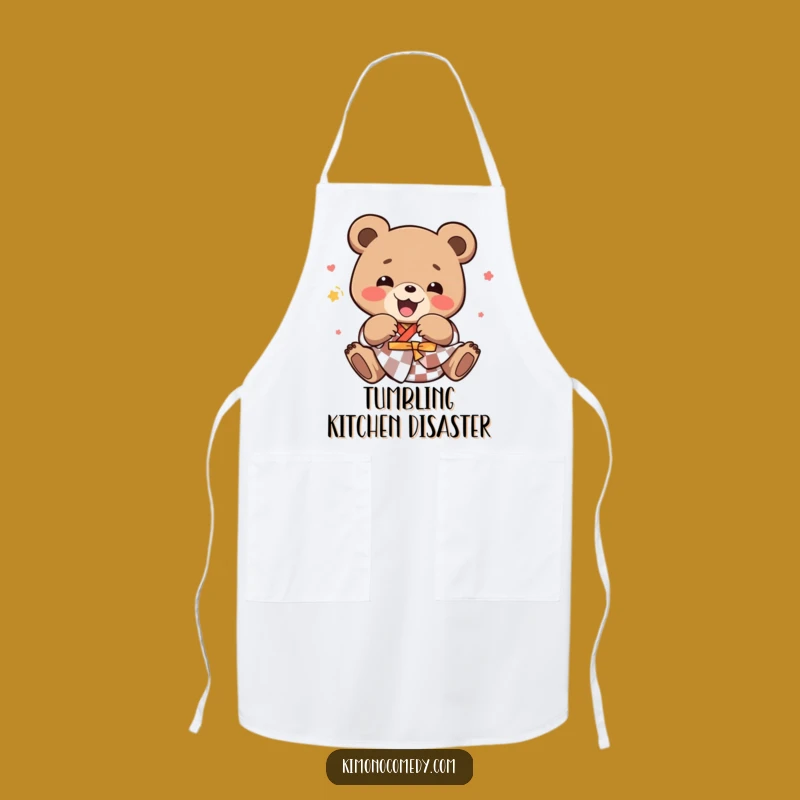 Funny Kawaii Bear Kitchen Apron - Joyful Tumbling Kimono Chef Wear
