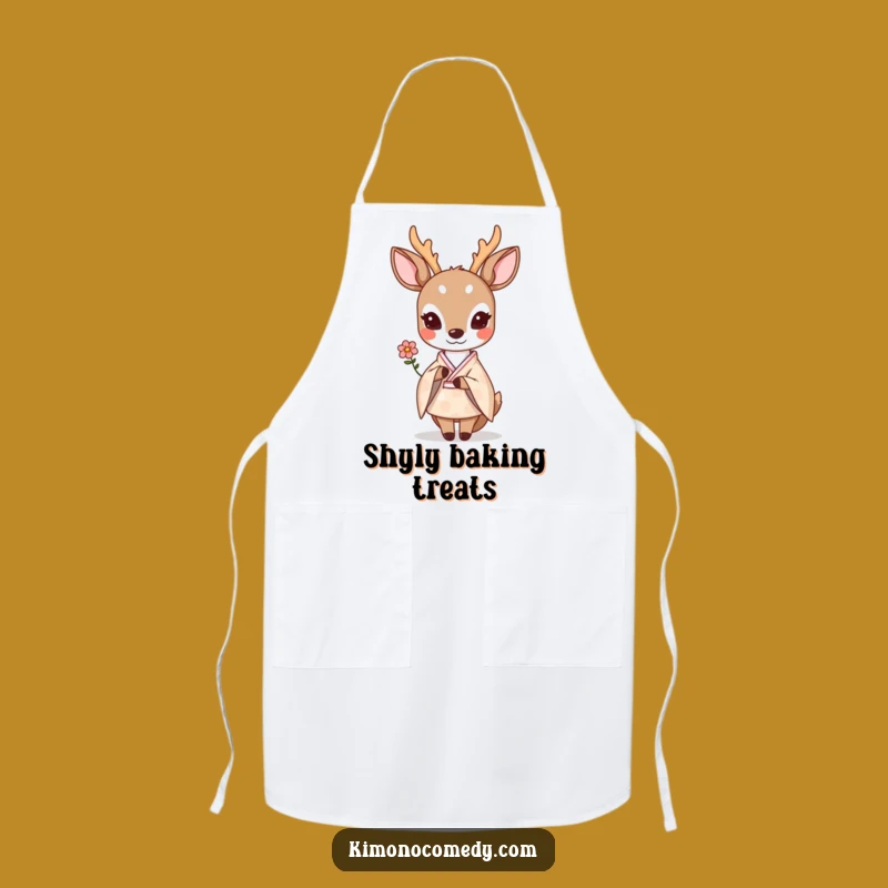 Funny Kawaii Deer Kitchen Apron - Shy Flower Kimono Chef