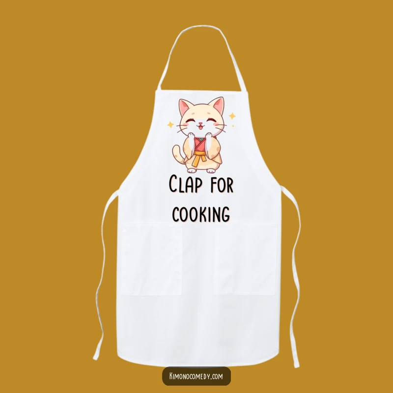 Funny Kawaii Kimono Cat Clap Apron - Humorous Kitchen Gift