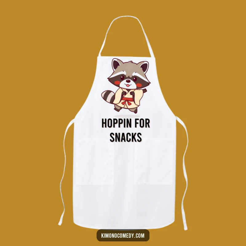 Funny Kawaii Raccoon Kimono Apron: Playful Chef's Anime Kitchen Gift