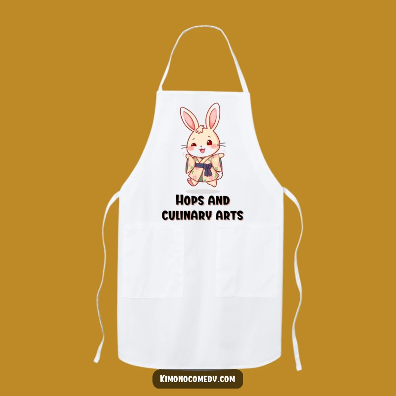 Funny Rabbit Kimono Apron: Cheerful Floral Kitchen Wear, Perfect Joyful Cooking Gift