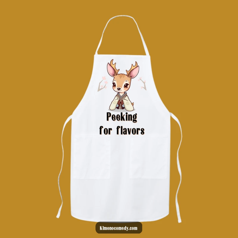 Funny Deer Kimono Apron: Elegant Kitchen Wear for Curious Cooks