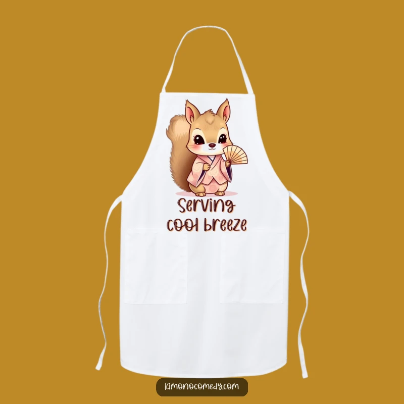 Funny Kawaii Squirrel Apron: Fan Kimono Kitchen, Perfect Chef Gift!