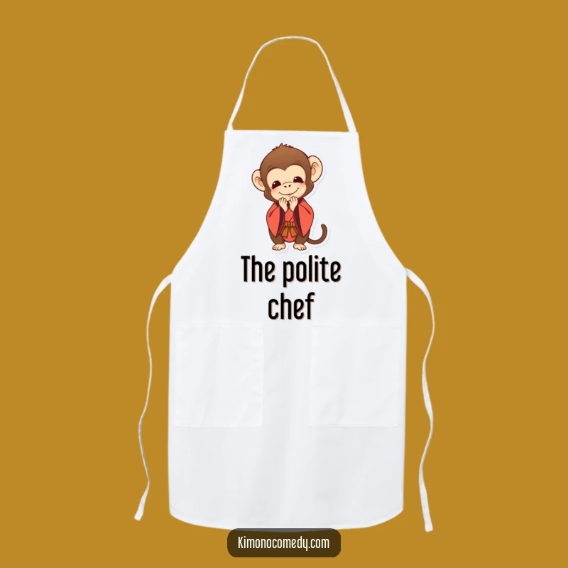 Funny Monkey Kimono Bow Apron: Cook with Politeness and Humorous Style