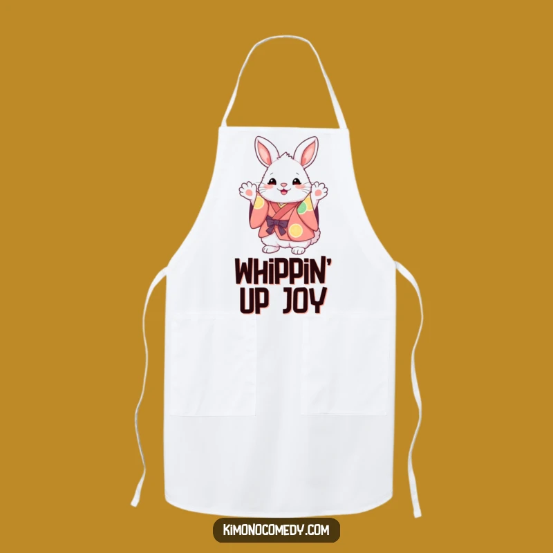 Funny Kawaii Bunny Apron: Vibrant Kimono Kitchen Fun, Perfect Chef Gift!