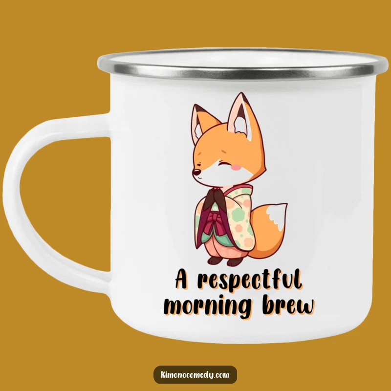 Funny Kawaii Fox Kimono Camping Mug: Adventure & Humor Gift