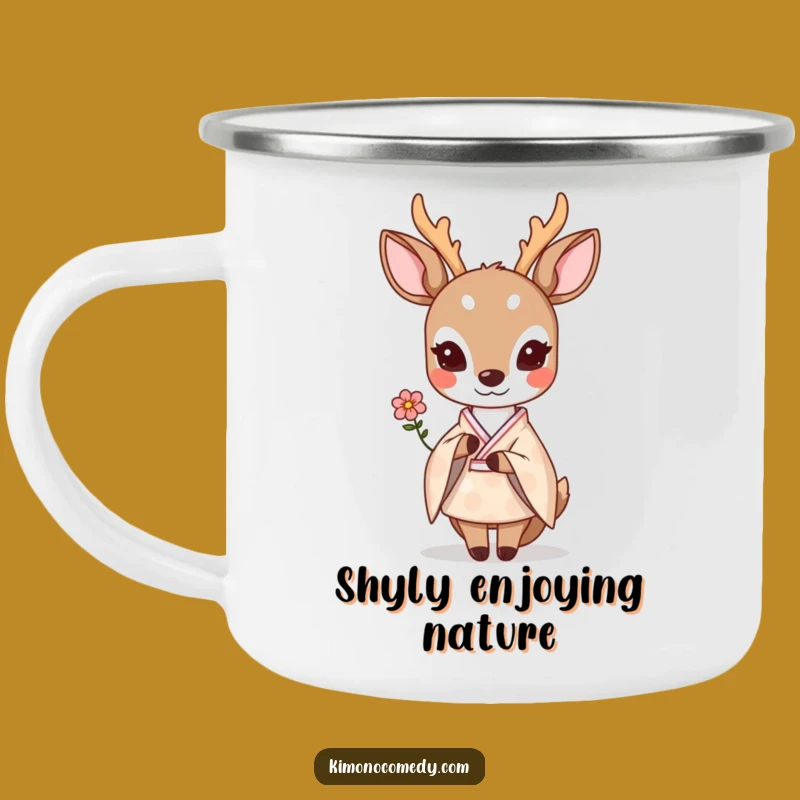 Adventure Ready Funny Kawaii Deer Camping Mug - Shy Flower