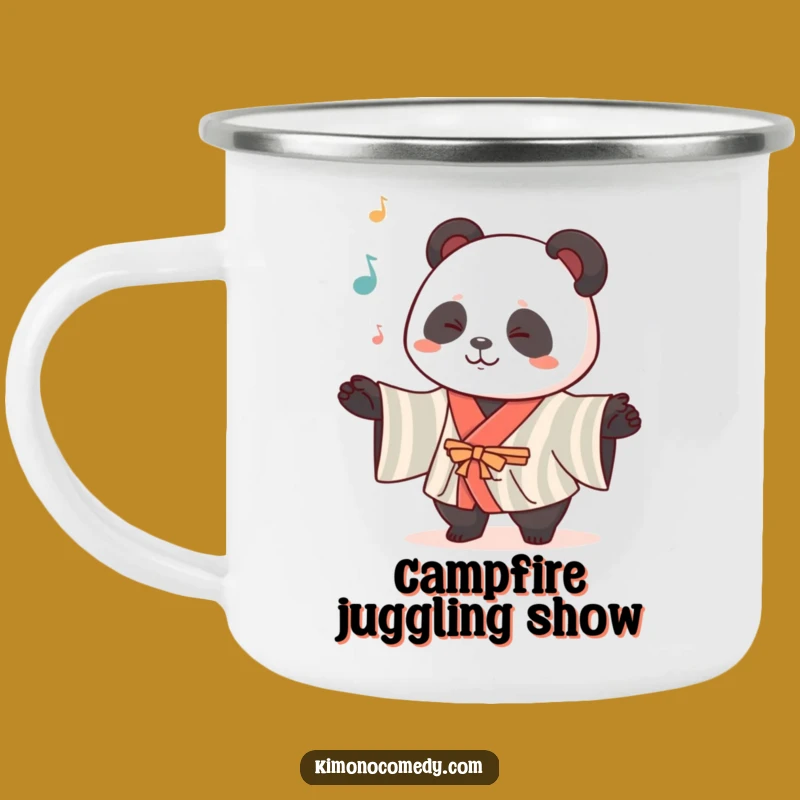 Funny Kawaii Panda Kimono Camping Mug: Outdoor Juggling, Cute Adventure, Quirky Gift