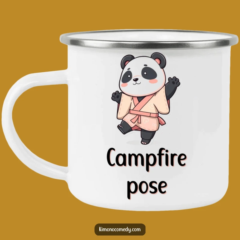 Funny Panda Kimono Camping Mug: Playful Bear Outdoor Drinkware, Hilarious Gift