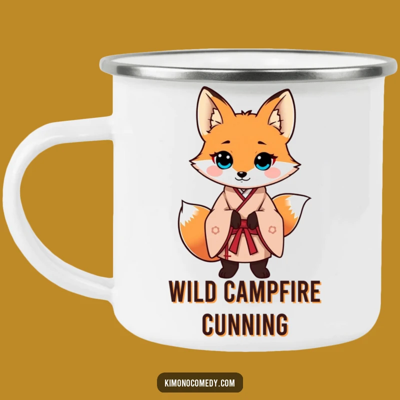 Funny Fox Kimono Camping Mug, Confident Vixen Cup, Stylish Gift