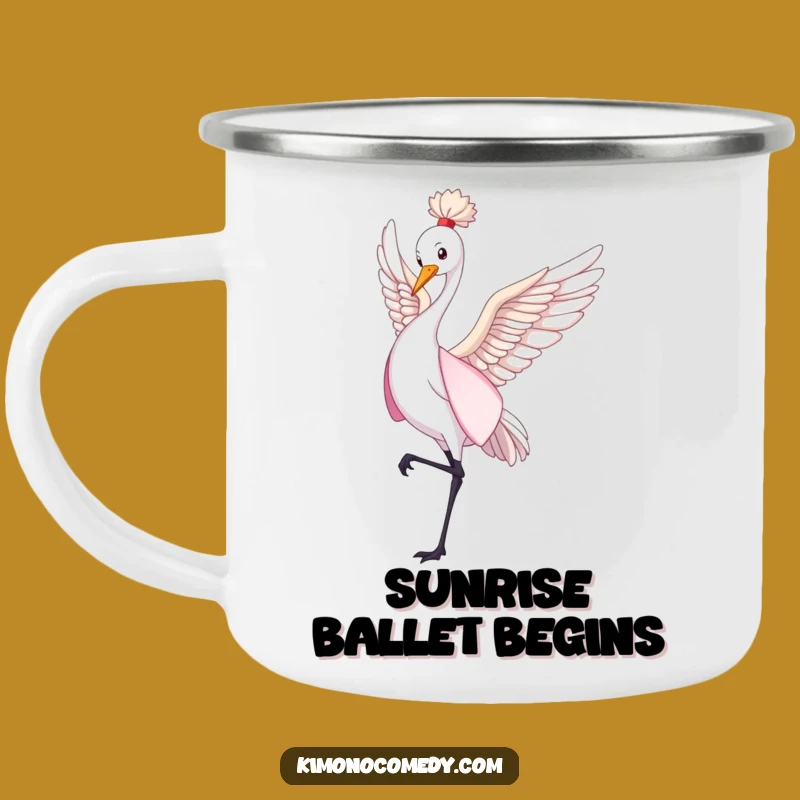 Funny Graceful Crane Camping Mug - Outdoor Kimono Dance Gift