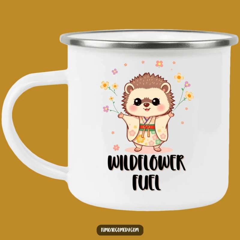 Funny Hedgehog Kimono Camping Mug: Durable Mug for Festive Outdoor Adventures