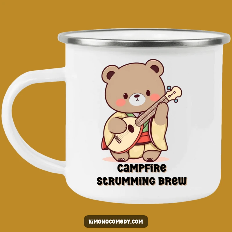 Funny Kawaii Bear Shamisen Kimono Camping Mug: Campfire Tunes Gift