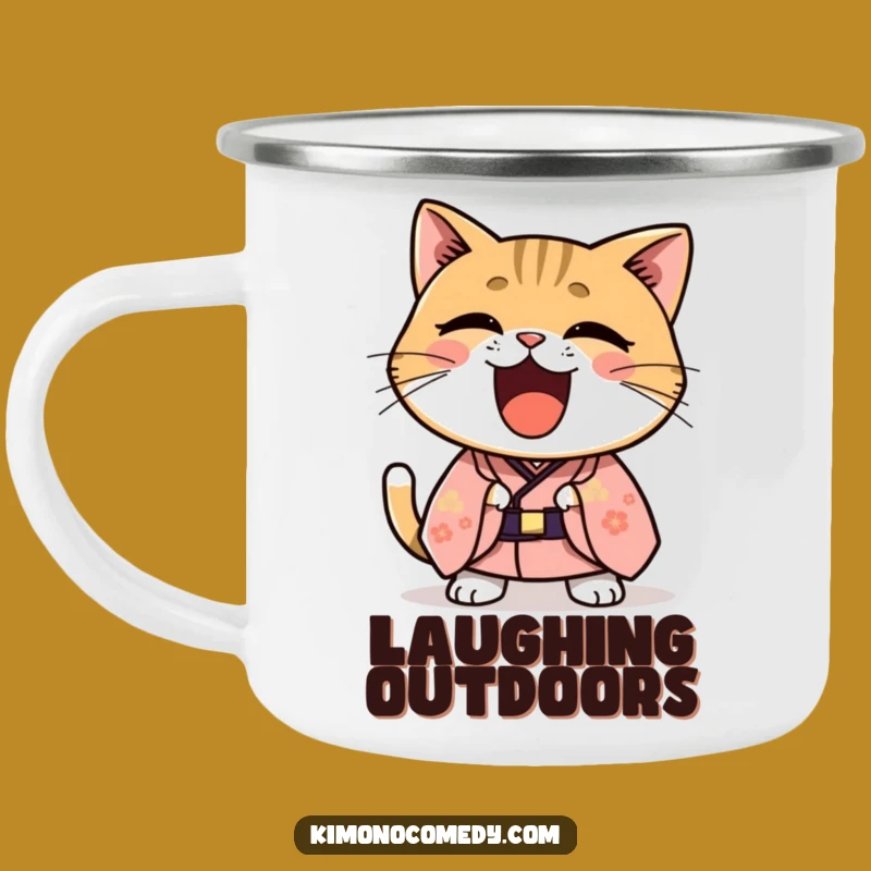 Funny Kawaii Kimono Cat Laugh Mug - Hilarious Outdoor Gift