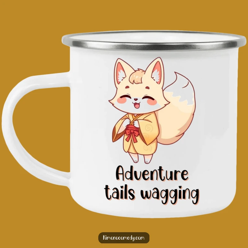 Funny Kawaii Kitsune Camping Mug - Giggling Fox for Outdoor Adventures