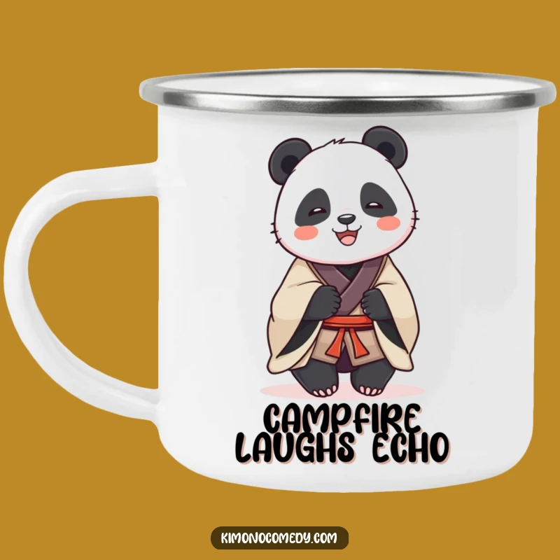 Funny Panda Kimono Camping Mug: Dignified Enamel Cup, Perfect Outdoor Laugh Gift