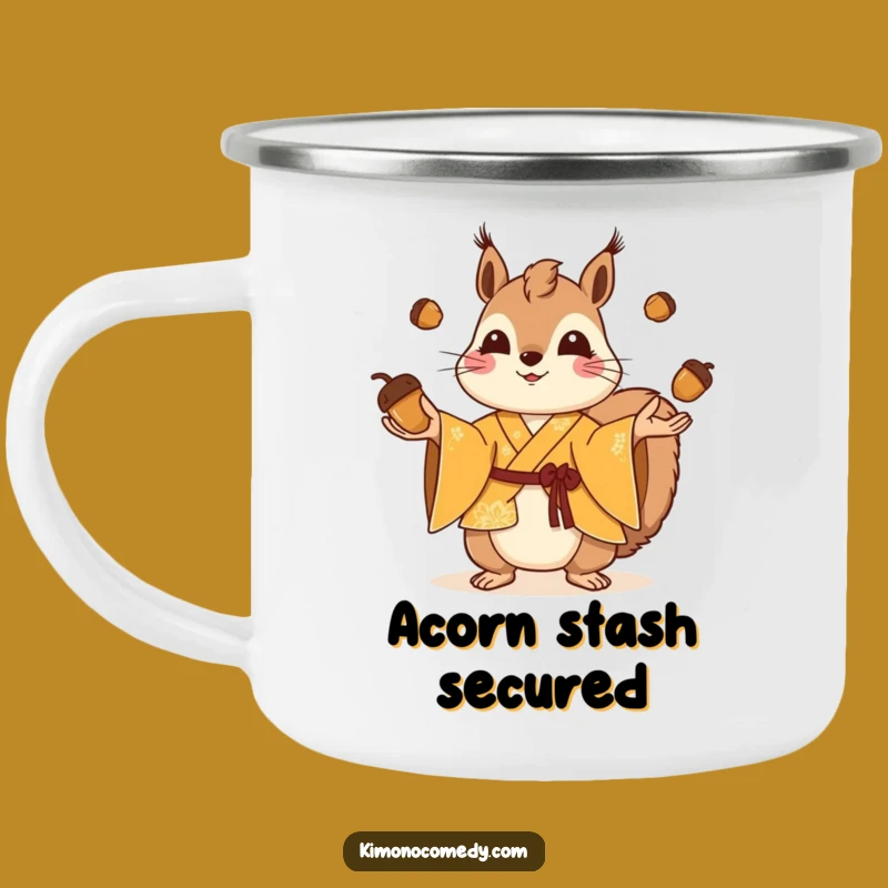 Funny Playful Squirrel Camping Mug - Outdoor Kimono Acorn Gift