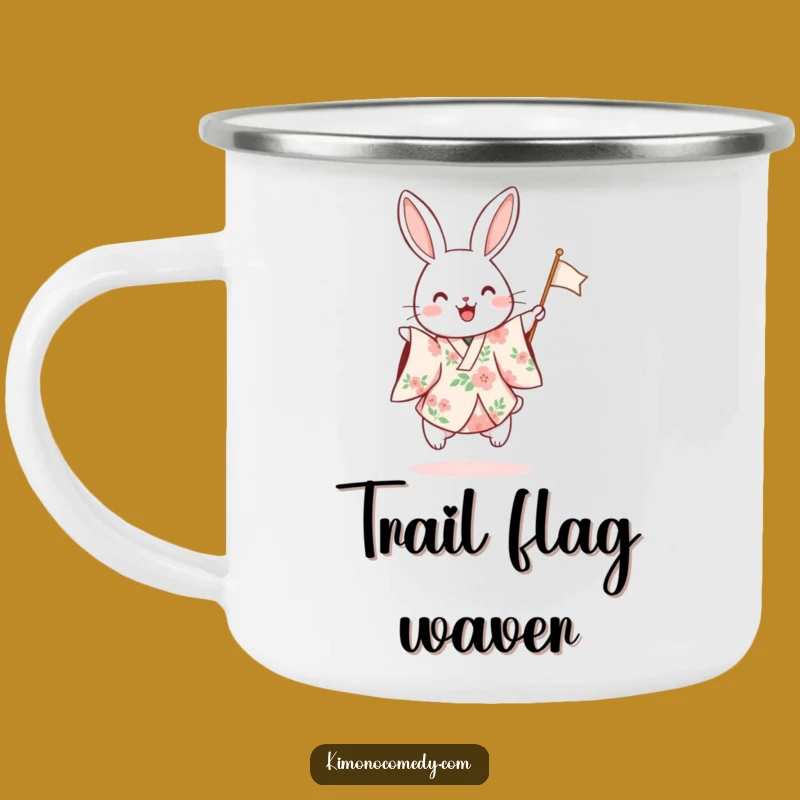 Funny Rabbit Floral Kimono Camping Mug: Festive Adventure Fuel with Humor
