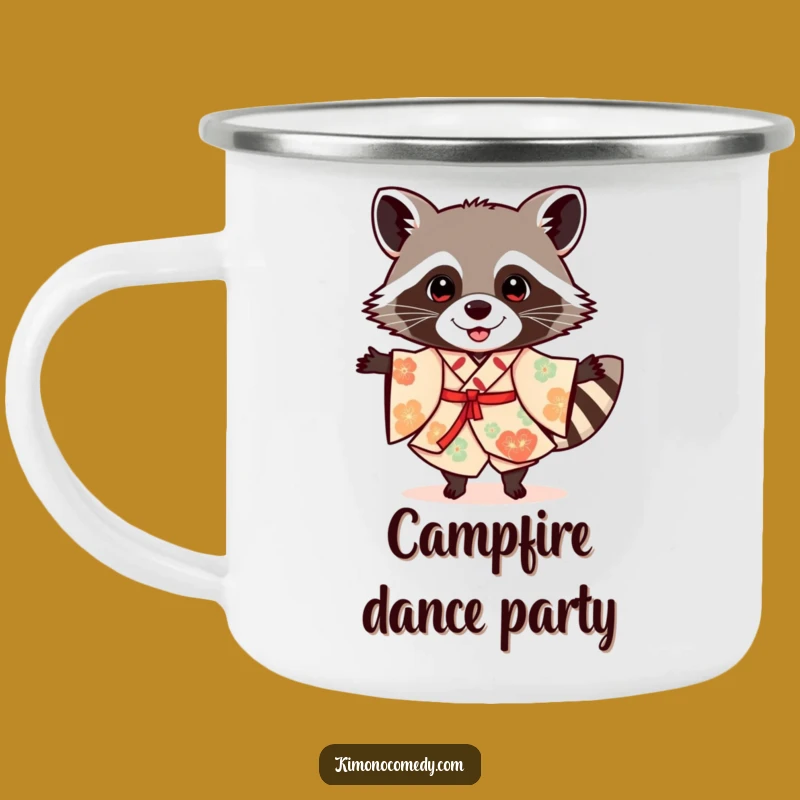 Funny Raccoon Kimono Camping Mug: Your Cheerful Partner for Festive Campouts