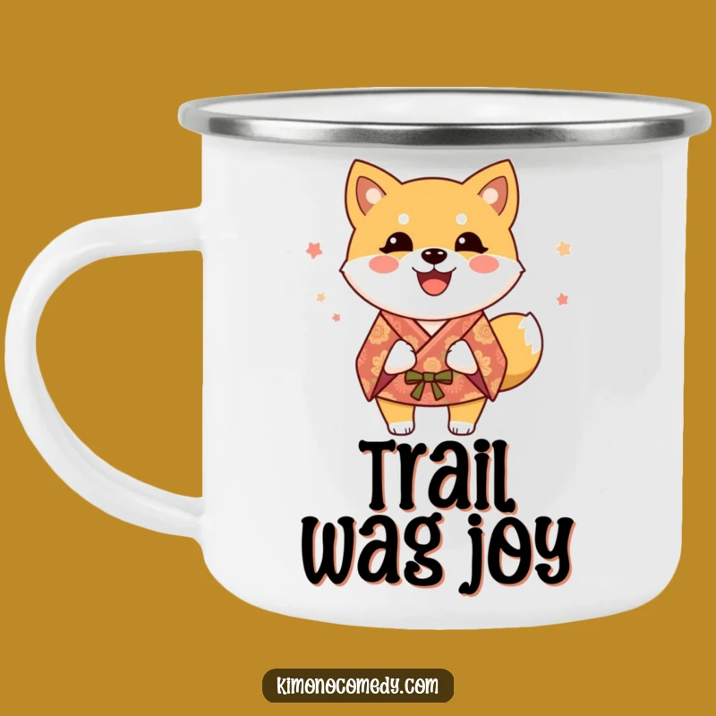 Funny Shiba Inu Kimono Camping Mug: Adventure Dog, Happy Outdoors Gift