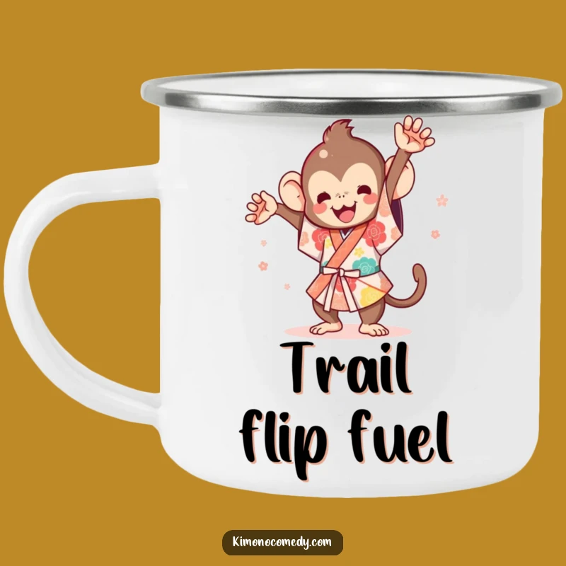 Durable Kawaii Monkey Festival Flip Camping Mug - Funny Outdoor Adventure Gift