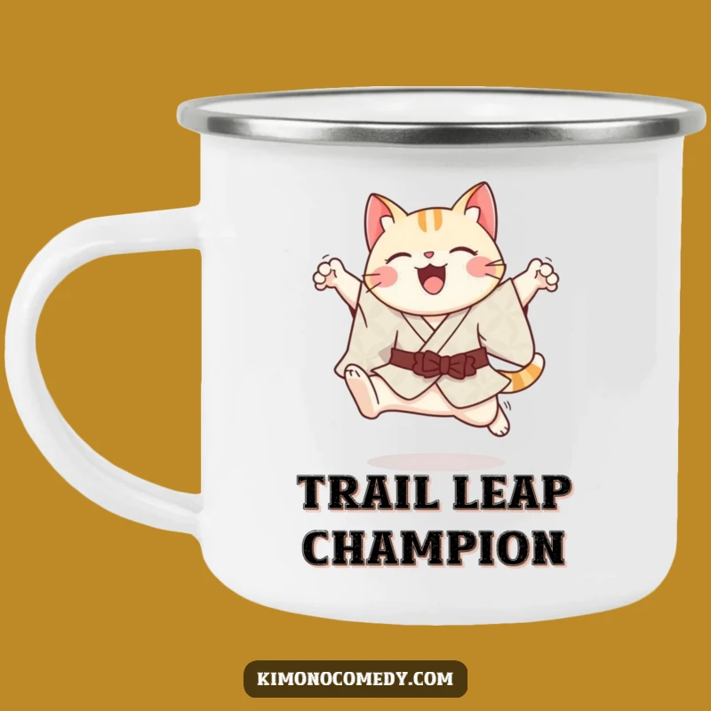 Adventure Ready Funny Kawaii Cat Camping Mug - Graceful Leap