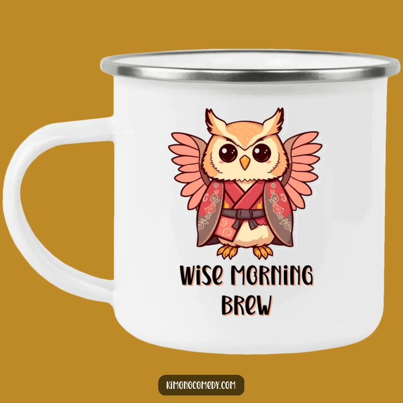 Funny Kawaii Owl Kimono Camping Mug - Regal Comical Outdoor Pride