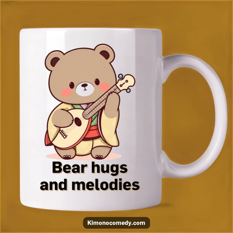 Funny Kawaii Bear Shamisen Kimono Mug: Musical & Humorous Gift