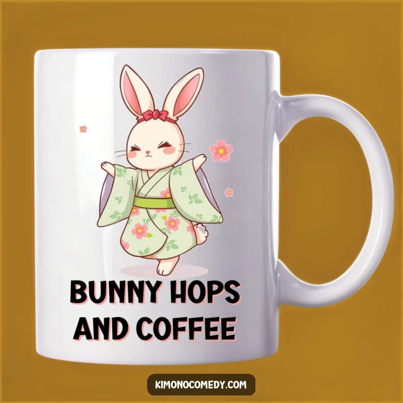Funny Kawaii Rabbit Dancing Kimono Mug: Graceful & Humorous Gift
