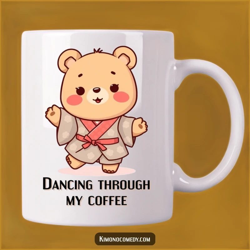 Funny Kawaii Bear Mug: Happy Kimono Dance, Perfect Joyful Gift!