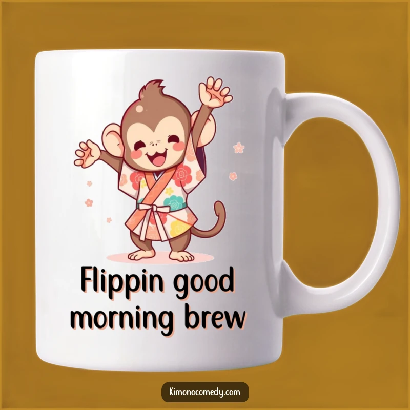 Funny Kawaii Monkey Flip Mug - Perfect Gift for Festival Lovers and Animal Fans