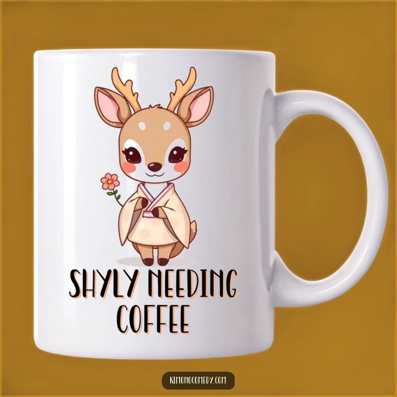 Funny Kawaii Deer Flower Mug - Shy Kimono Gentle Gift