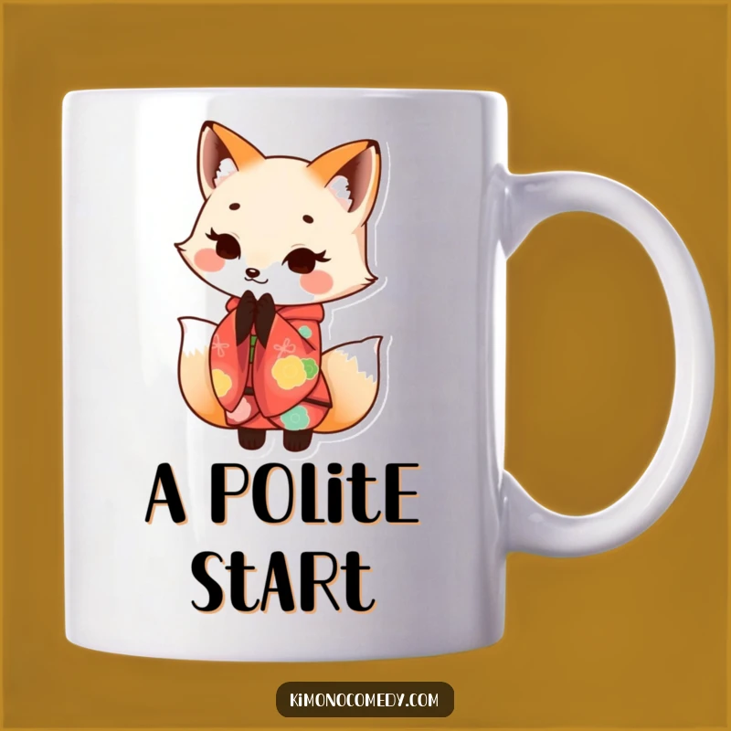 Funny Kawaii Fox Kimono Bow Mug - Elegant & Hilarious Funny Gift