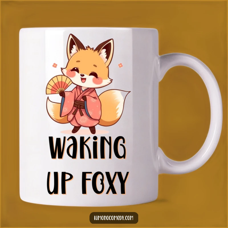 Funny Kawaii Fox Kimono Mug: Energetic Dance Design, Perfect Funny Gift for Art Lovers