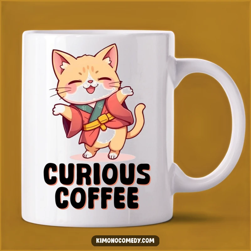 Funny Kawaii Kimono Cat Curiosity Mug - Hilarious Gift for Inquisitive Minds