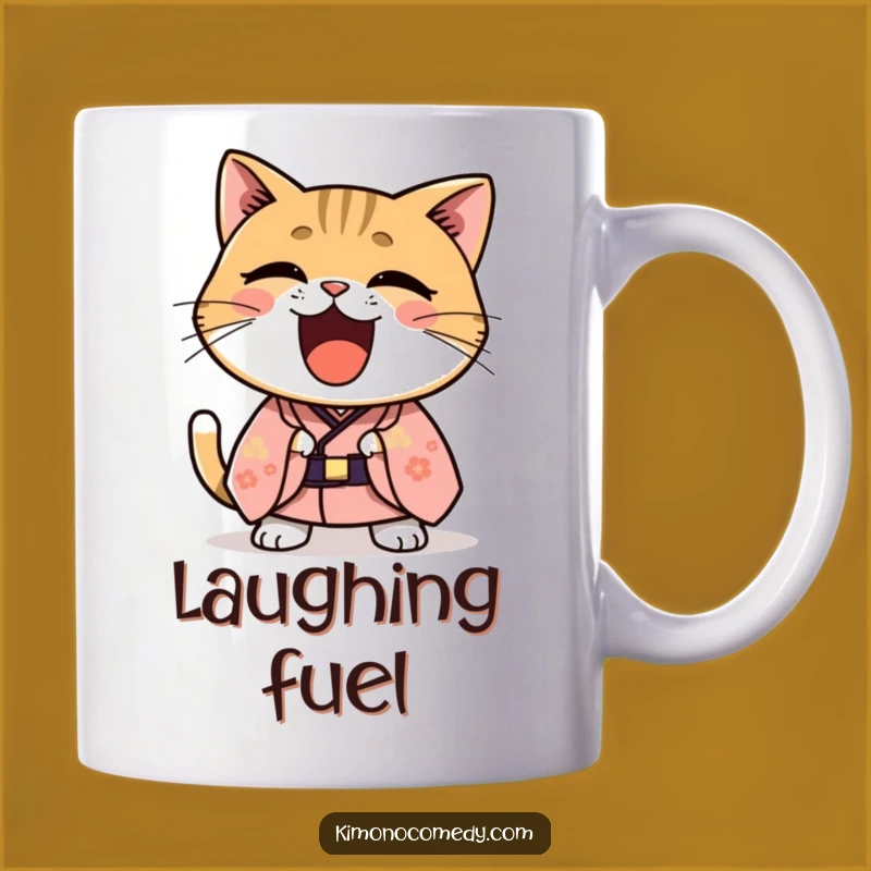 Funny Kawaii Kimono Cat Laugh Mug - Hilarious Gift for Joyful People