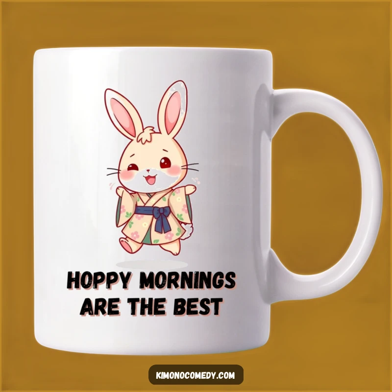 Funny Rabbit Kimono Hop Mug: A Cheerful Floral Character Gift for Joyful Moments