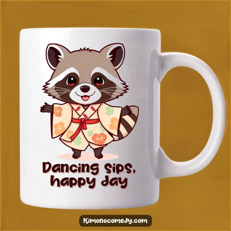Funny Raccoon Kimono Mug: A Cheerful and Humorous Gift for Party Lovers