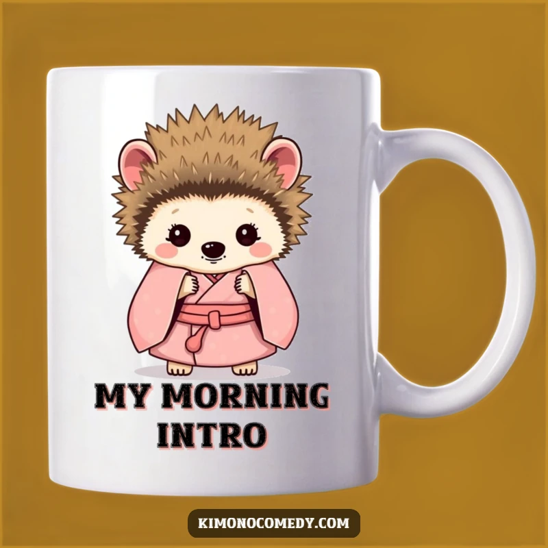 Funny Shy Hedgehog Kimono Mug - Adorable & Relatable Humor Gift for Introverts