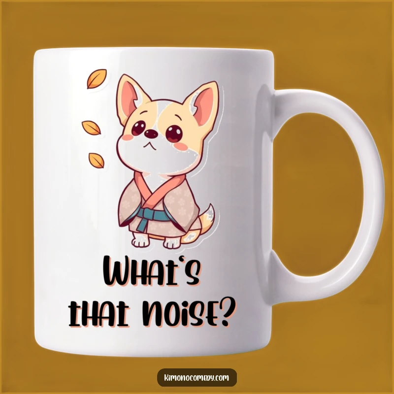 Funny Surprised Dog Kimono Mug: Alert Canine Art, Perfect Funny Gift