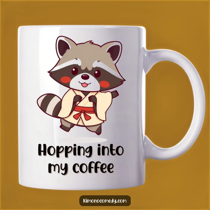 Funny Kawaii Raccoon Kimono Mug: Playful Hop Anime Gift
