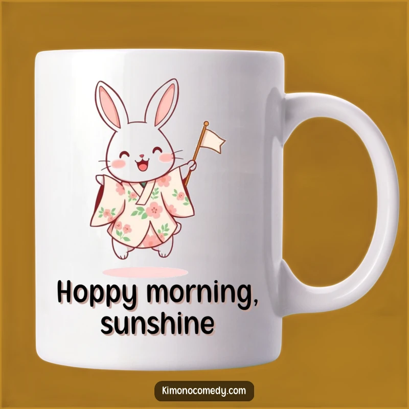 Funny Rabbit Floral Kimono Mug: Joyful Celebration Gift for Bunny Lovers