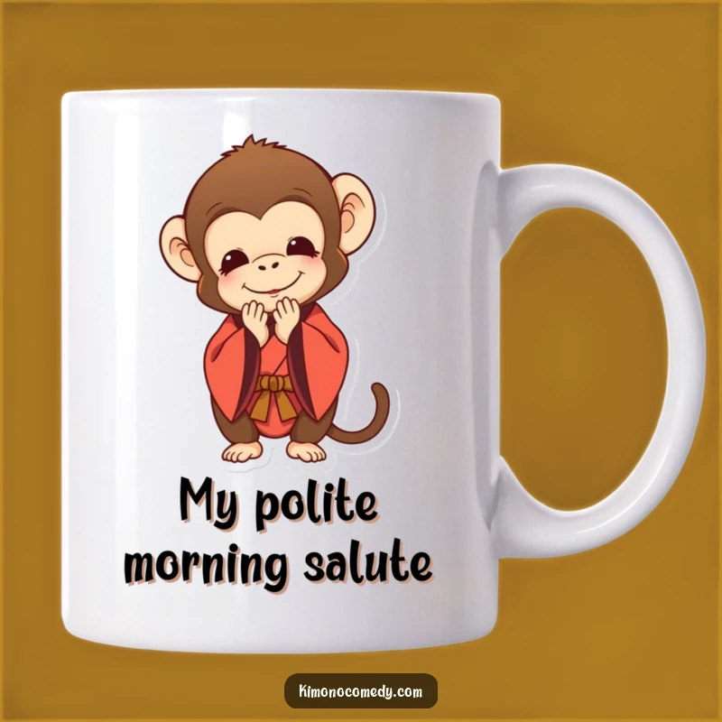 Funny Monkey Kimono Bow Mug: Polite and Humorous Gift for Everyone